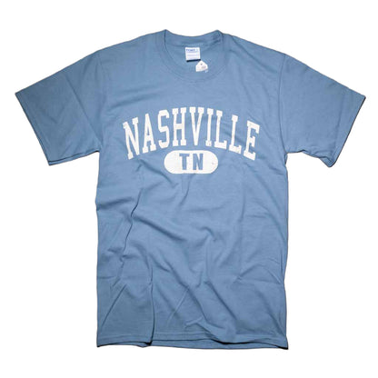 A new Nashville design that is minimalist, yet classic. It simply states "Nashville TN" in a large arched design using a weathered white type style.  The Nashville TN shirt comes in two colors, Stone Blue and Olive. They are available in sizes Small, Medium, Large, X-Large, 2X and 3X.