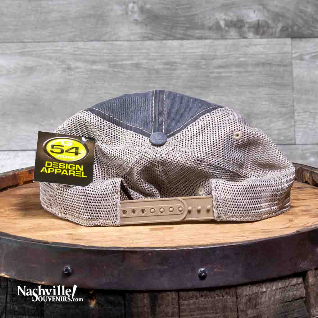 This Tri Star Nashville Tennessee Trucker Hat features a rectangular patch with an embroidered TN state flag along with the iconic Three Stars and Nashville Tennessee in Navy stitching.