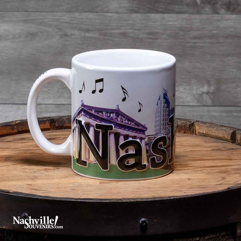 Oversized Nashville Music City Coffee Mug with Scenes