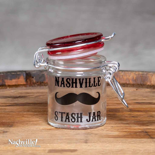 Nashville Stash Jar with closeable lid.