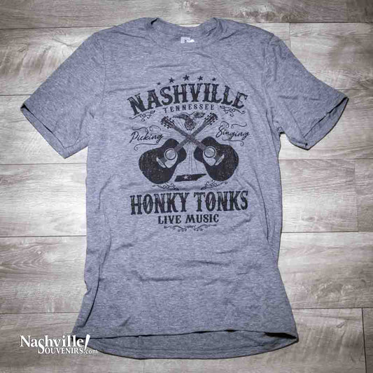 Our new Nashville "Honky Tonks Live Music" T Shirt design pays homage to lower Broadway in downtown Nashville, the home of live country music.  "Lower Broad" is the downtown street that is home to honky tonk row and many legendary live music bars known the world over. 