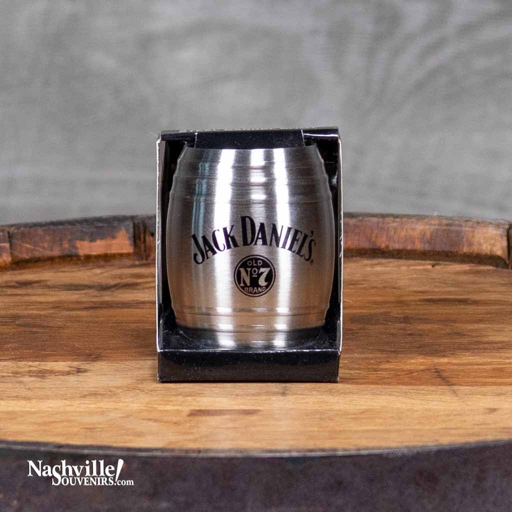 Officially licensed Jack Daniels 2 oz Old No.7 Brand stainless steel Logo Barrel Shot Barrel Shot.