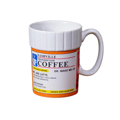 Just what the doctor ordered! Wake up sipping from your Nashville "Prescription Coffee" Mug. A colorful new Nashville mug designed based upon a prescription bottle idea.