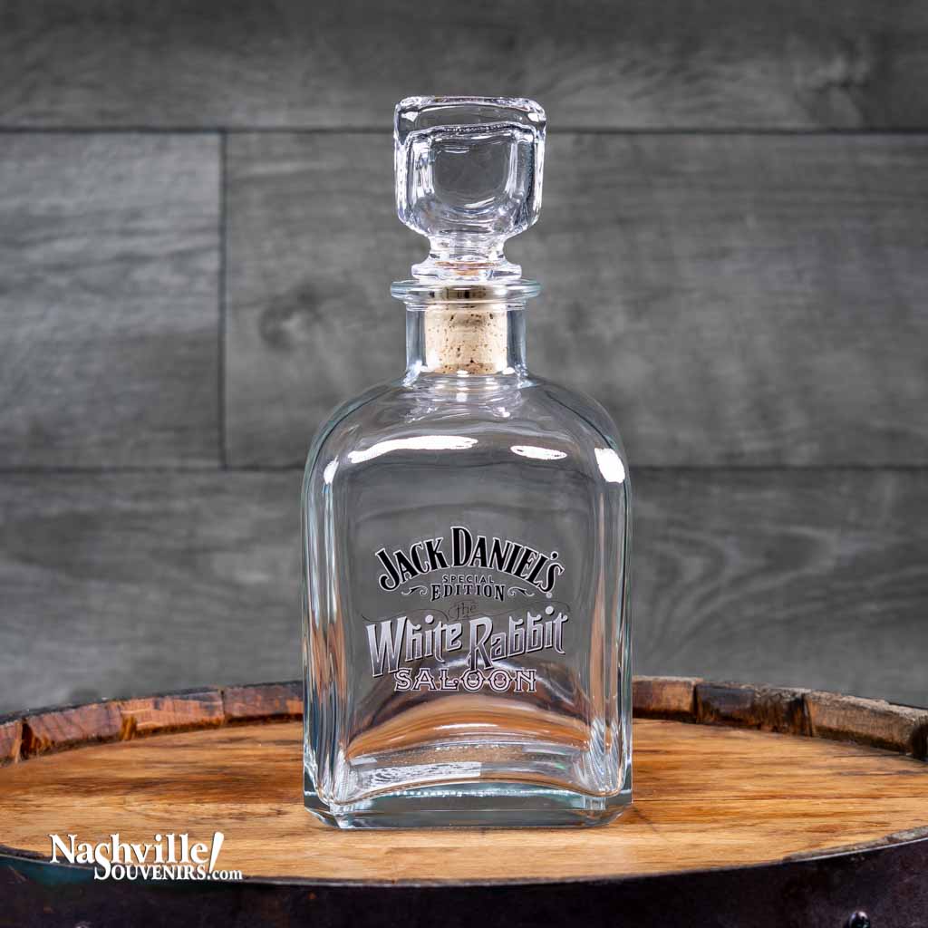 Officially licensed Jack Daniel's "White Rabbit Saloon" Decanter is a great addition to your JD barware.  This decanter pays homage to the original White Rabbit saloon opened by "Mr. Jack" himself in Lynchburg in 1892. 