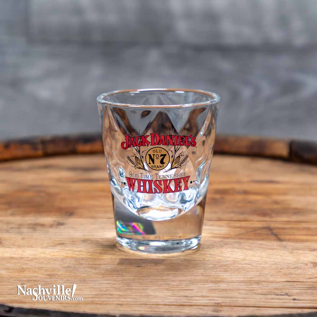 Officially licensed collectible Jack Daniel's Old No.7 Brand Corn Stalk Logo Shot Glass is a great addition to your JD barware.   This 2.5 ounce vintage look, old style Jack Daniel's collectible shot glass improves the look of any bar, man cave or party.