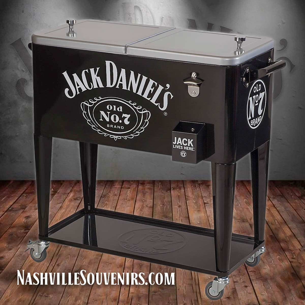 Get ready for summer, tailgating and all other fun events. This Jack Daniel's rolling cooler is the perfect companion for keeping all sorts of your favorite beverages chilled and ready to go.