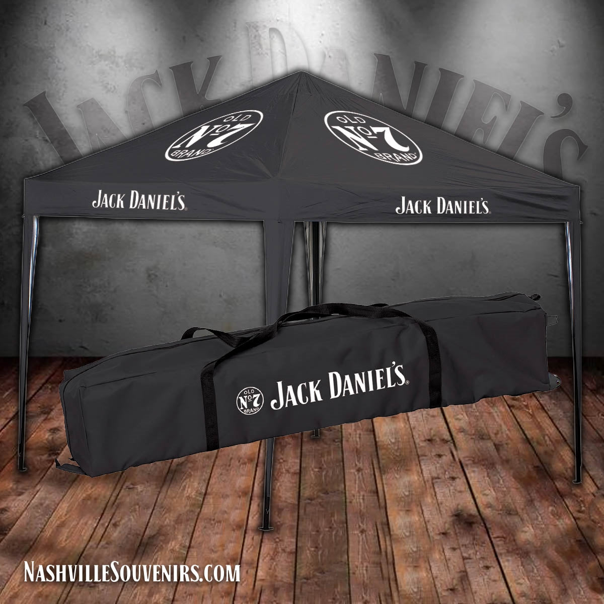 Get ready for summer, tailgating and all other fun events. This Jack Daniel's instant canopy provides shelter from the rain or sun. It features a very large Old No.7 Brand logo above Jack Daniel's logo on the side.