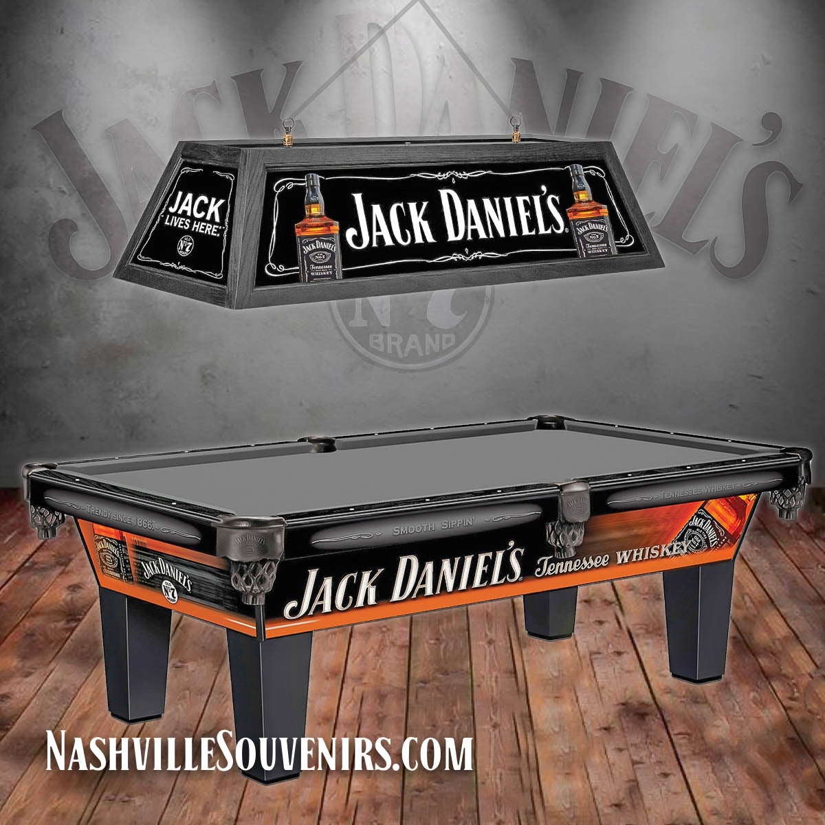 Custom Jack Daniel's pool table made by Olshausen and available from NashvilleSouvenirs.com