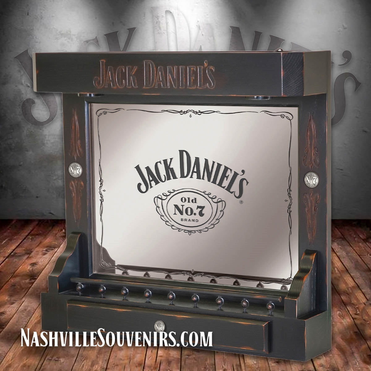 Here's another great addition for your Jack Daniel's man cave. This Jack Daniel's back bar is made from selected hardwoods and hand rubbed in the Tennessee charcoal finish.