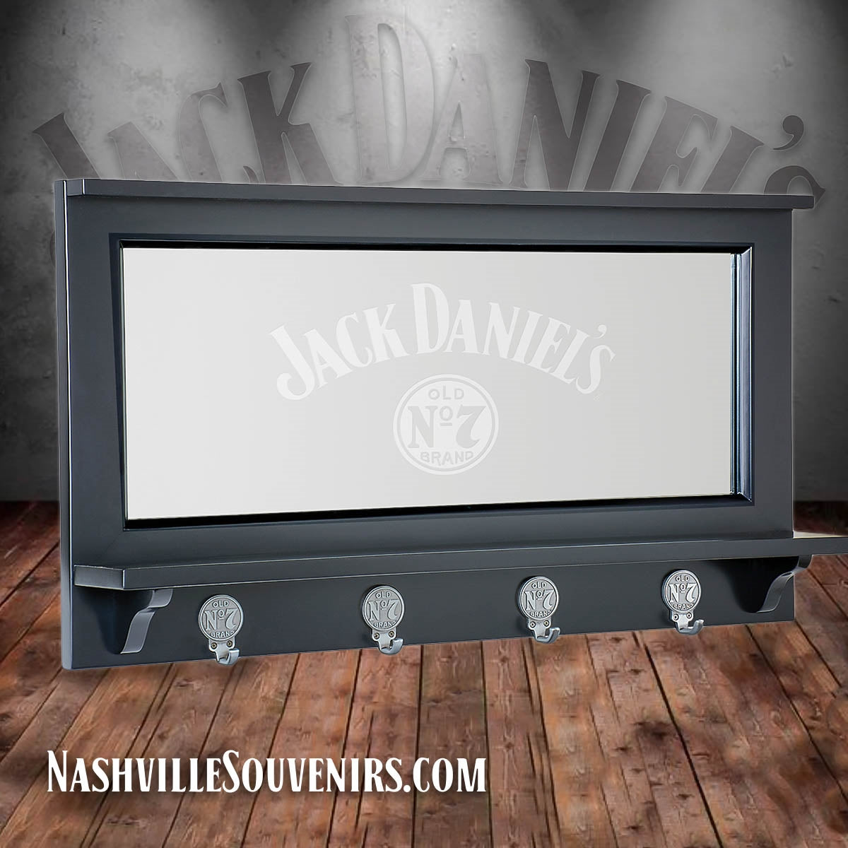 This Jack Daniel's Pub mirror not only looks good but is also very functional.  This is a great accessory for your home bar or rec room. The mirror has an etched Jack Daniel's Old No.7 Brand logo surrounded by decorative scrollwork design elements.