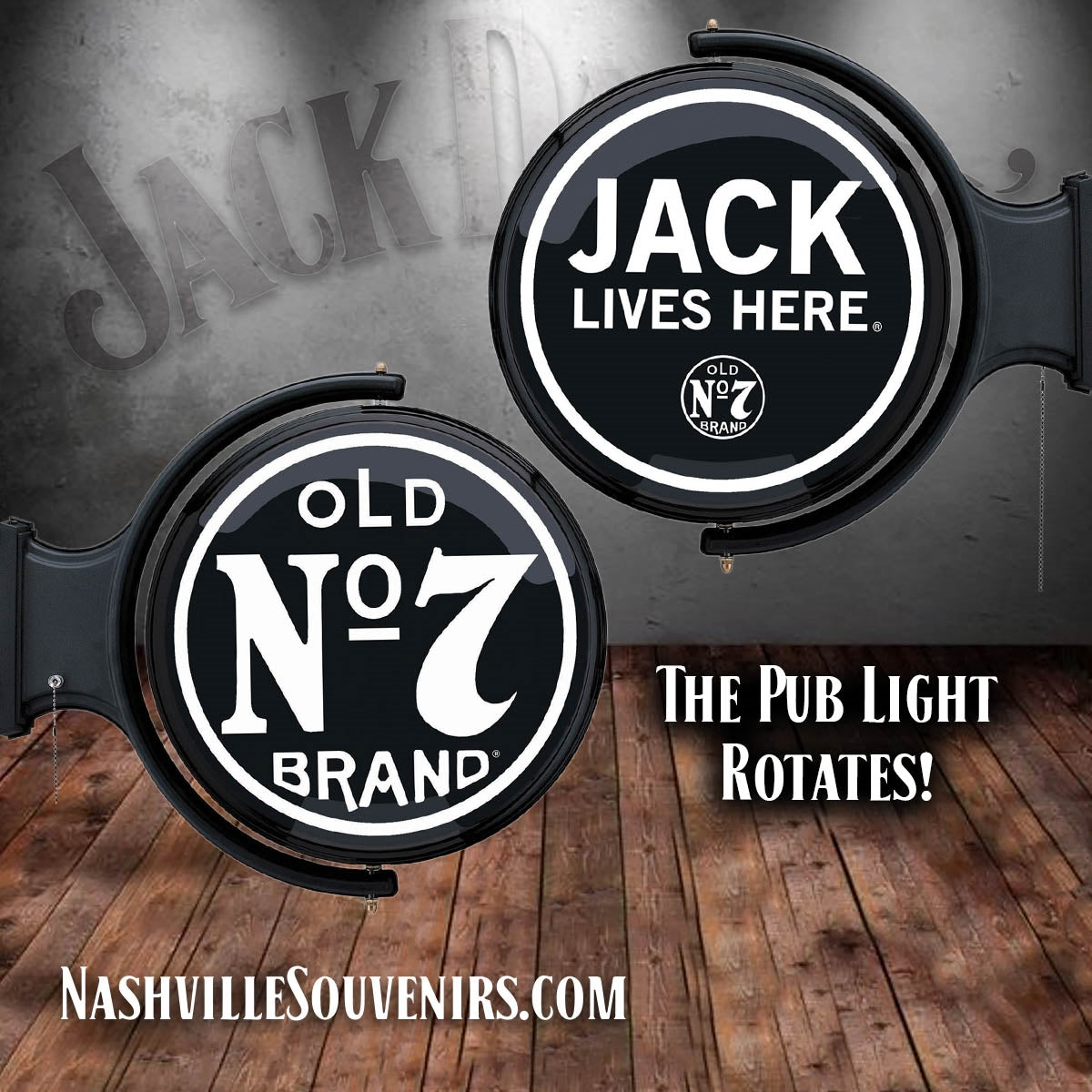 This Jack Daniel's pub light is only one of our many great man cave wall ideas we offer. Friends will love hanging out in your home bar while sipping that mellow Jack Daniel's Tennessee Whiskey and watching the rotating JD pub light.